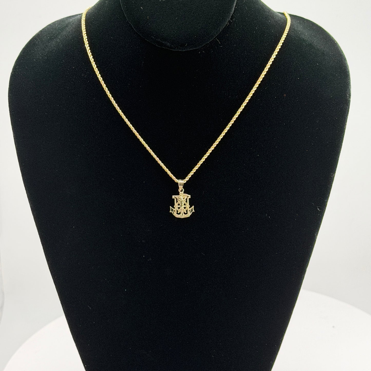 10K Gold Necklace Set - Small Anchor Charm with Chain