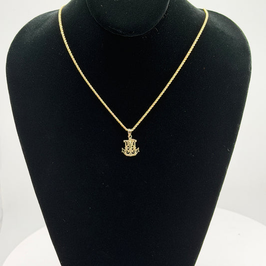 10K Gold Necklace Set - Small Anchor Charm with Chain