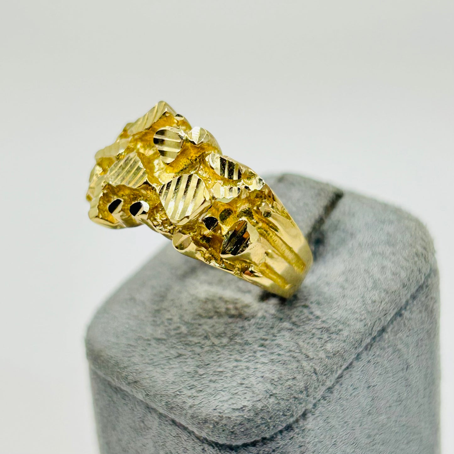 10k Gold Large Nugget Ring - Natural Cut