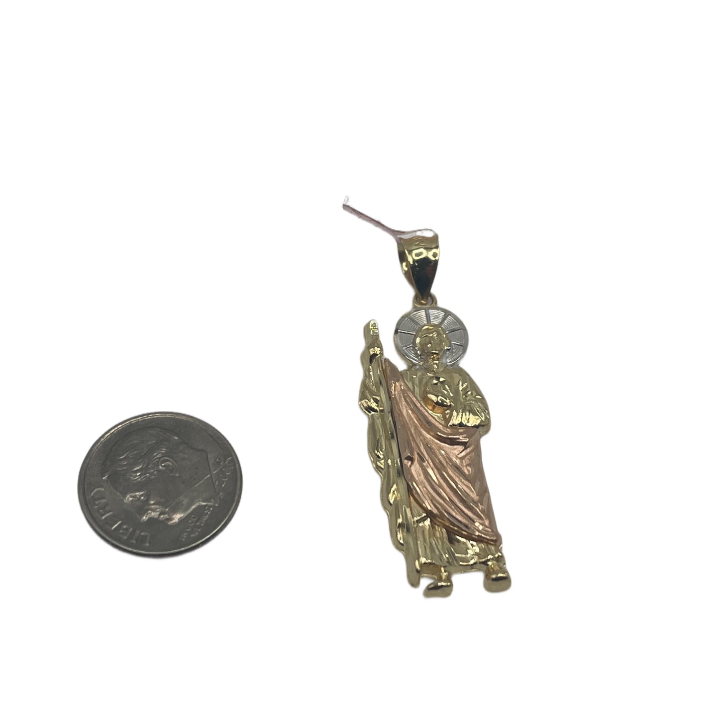 14K Gold San Judas ( St Jude) Pendant 2 Tone