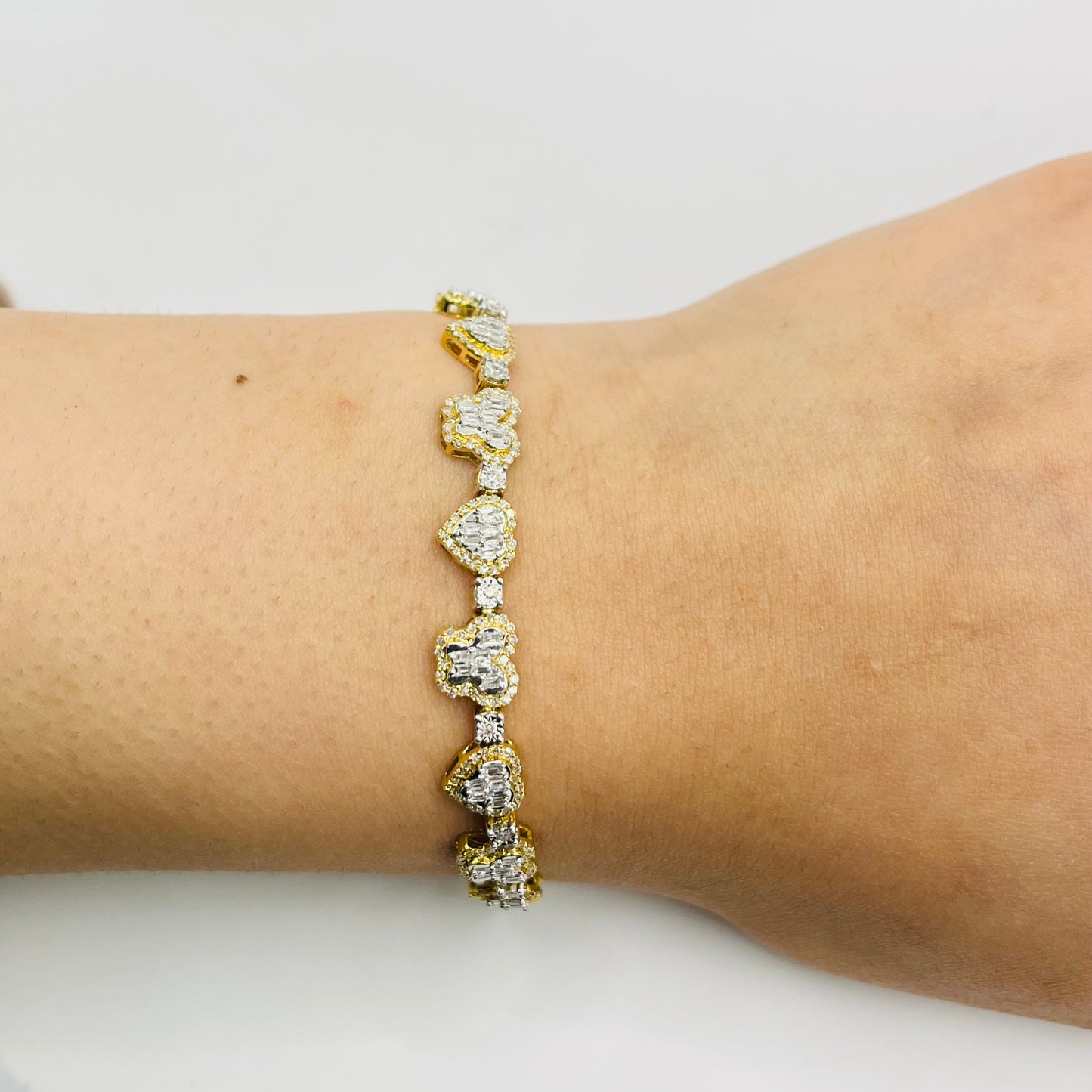 Butterfly and Heart Diamond Baguette Bracelet