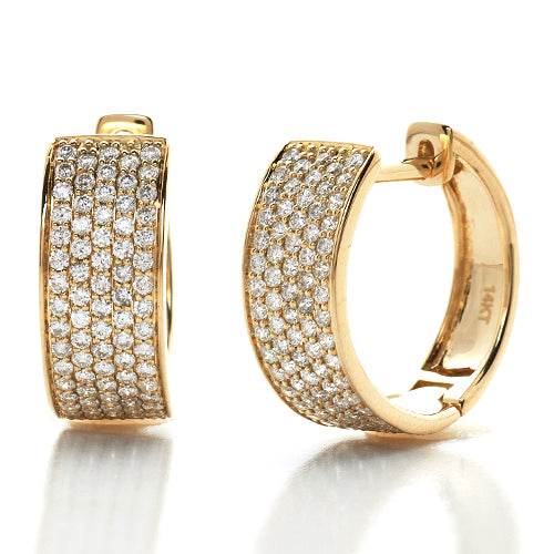 14k Gold Diamond Hoop Earrings