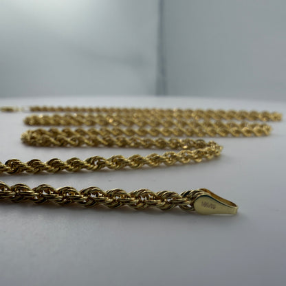 14K Gold 2.5MM Hollow Rope Chain