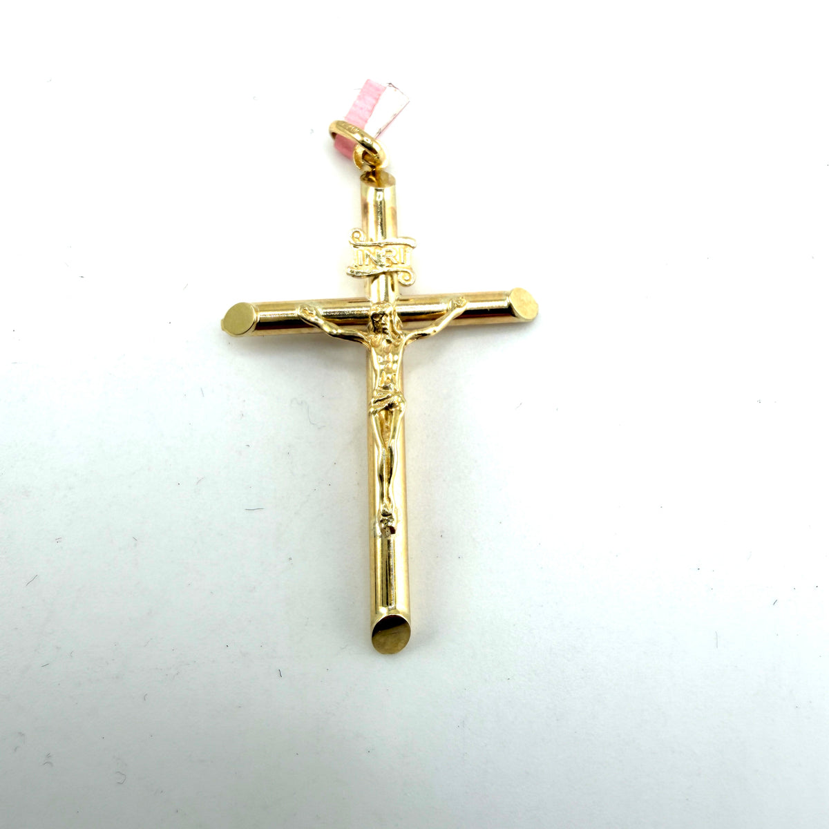 14K Gold Classic Piped Cross with Jesus
