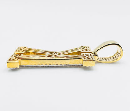 Diamond Block Initial Pendant - Large