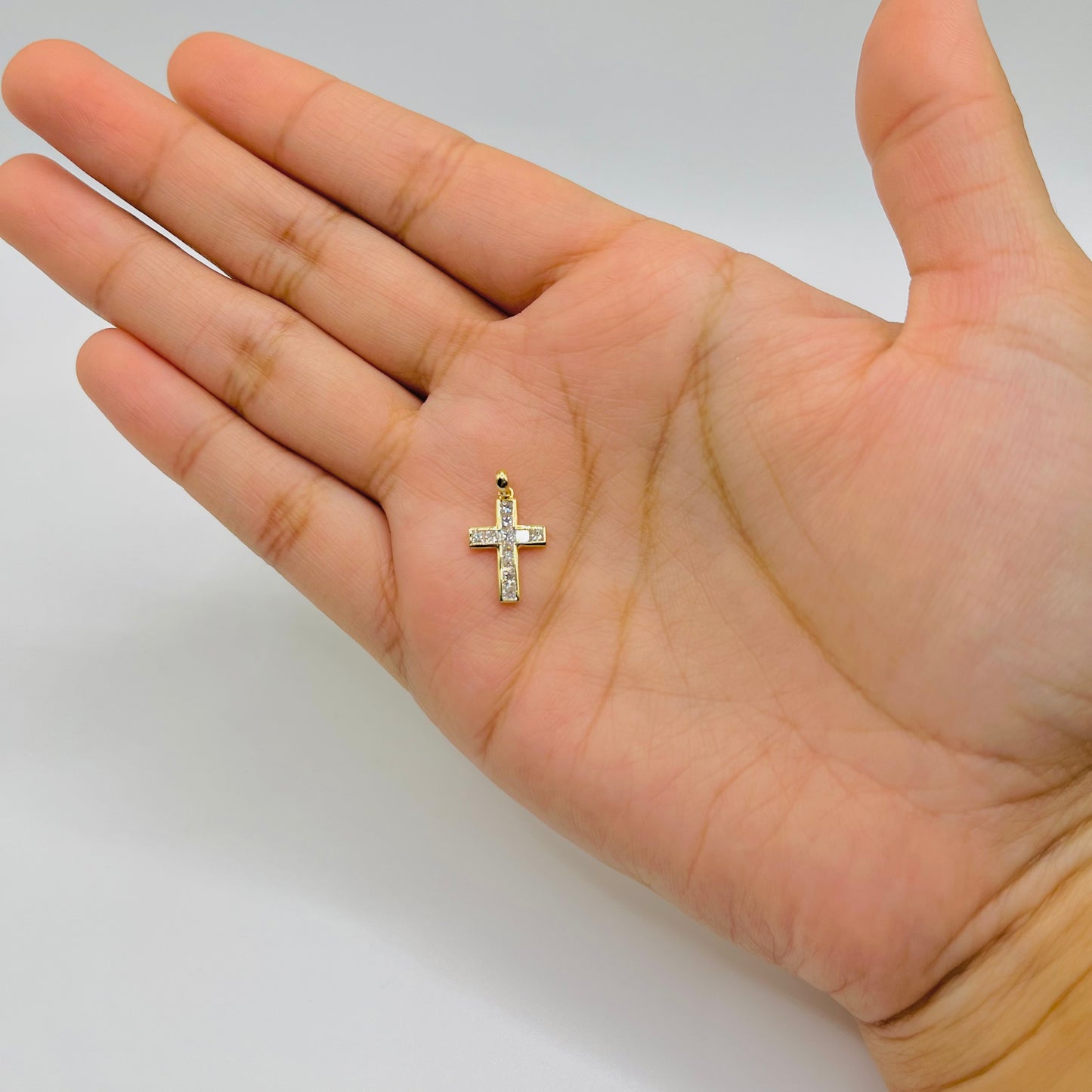 Mini Bezel Set Diamond Cross Charm