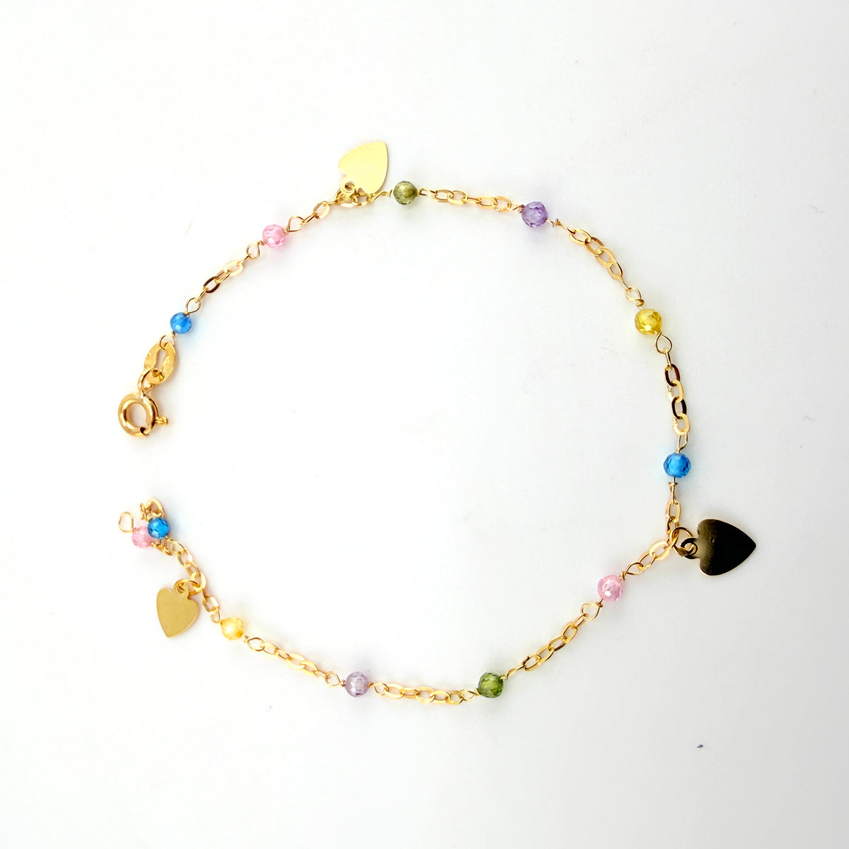 10K Gold Dainty Charm and Gem Bracelets