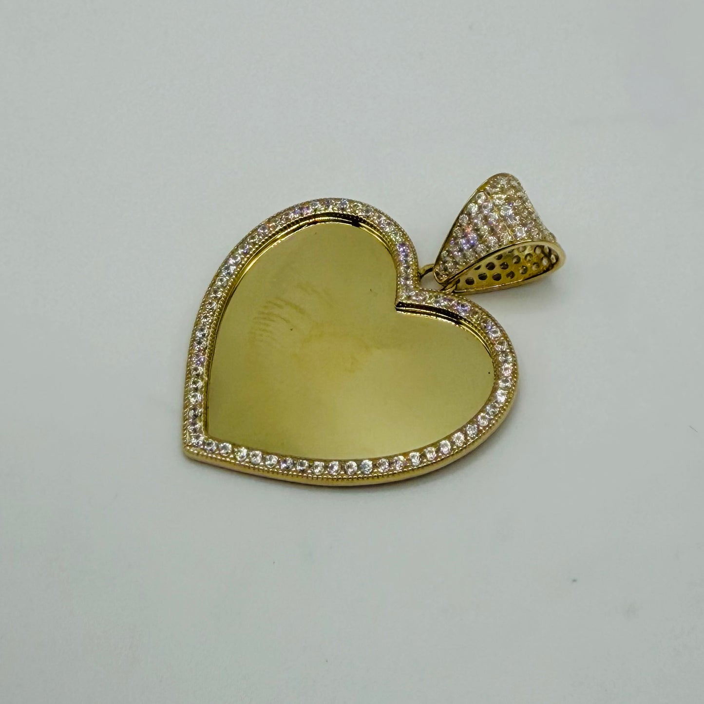 10k Gold Heartand Bell Cz Picture Pendant
