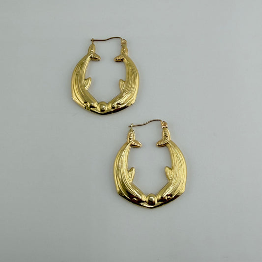 10K Gold Whale Hoop Earrings (Medium)