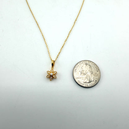 14k Gold Natural VS Diamond Flower Pendant Necklace Set