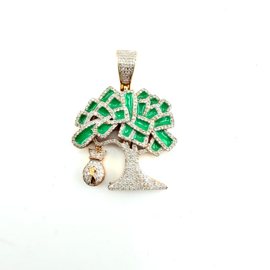 10k Gold Natural Diamond Moneybag Tree Charm