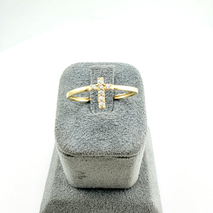10k Gold Mini CZ Cross Ring