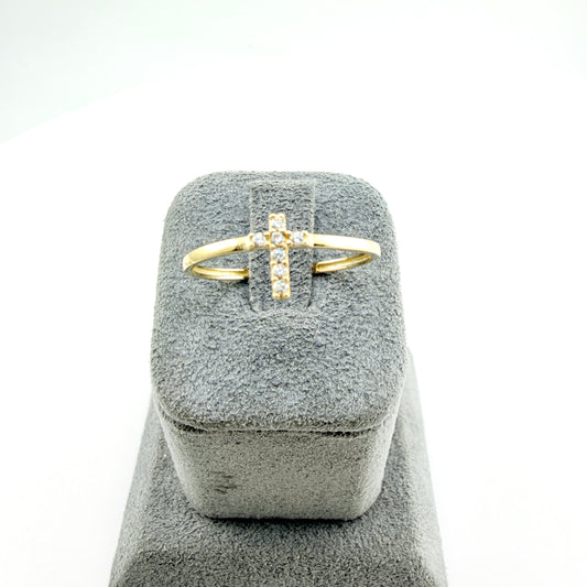 10k Gold Mini CZ Cross Ring