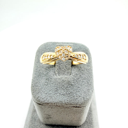 10K Gold Lady Heart CZ Ring