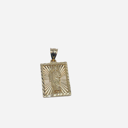 10K Gold Rectangle Small San Judas Pendant