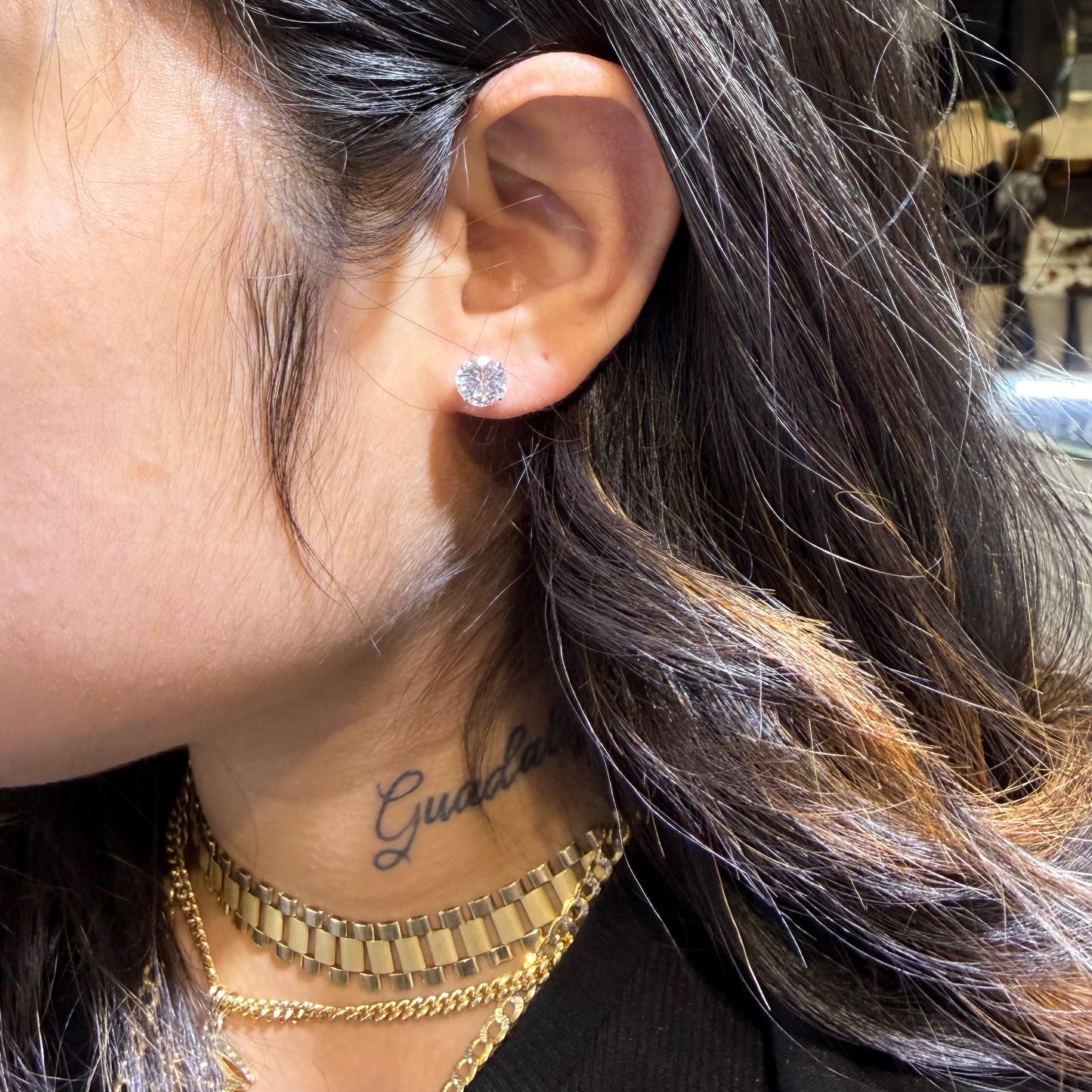 14K Gold Round Cut Studs (7mm)