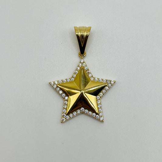 10k Gold CZ Outlined Star Charm