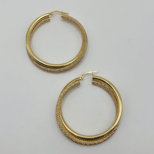 10k Gold Double Hoops 1.8in
