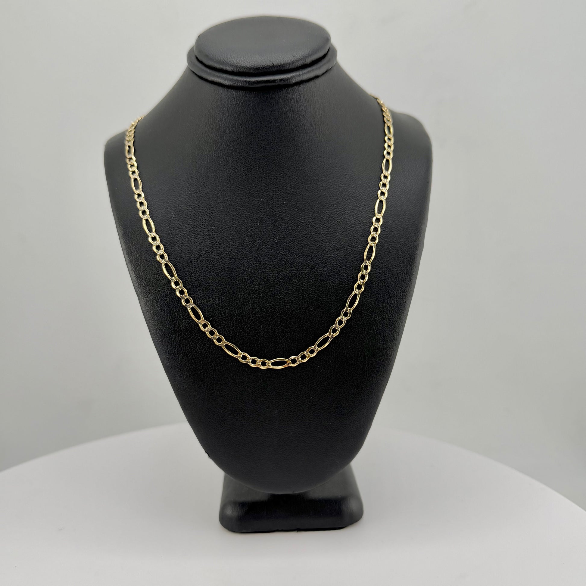 10K Gold Diamond Cut Figaro Chain | Width: 3.5mm