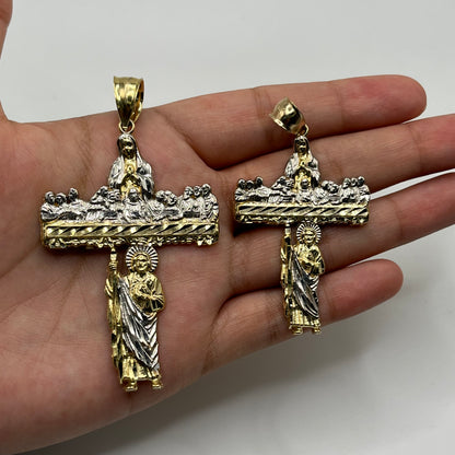 14K Gold Last Supper/Virgin Mary/San Judas Cross