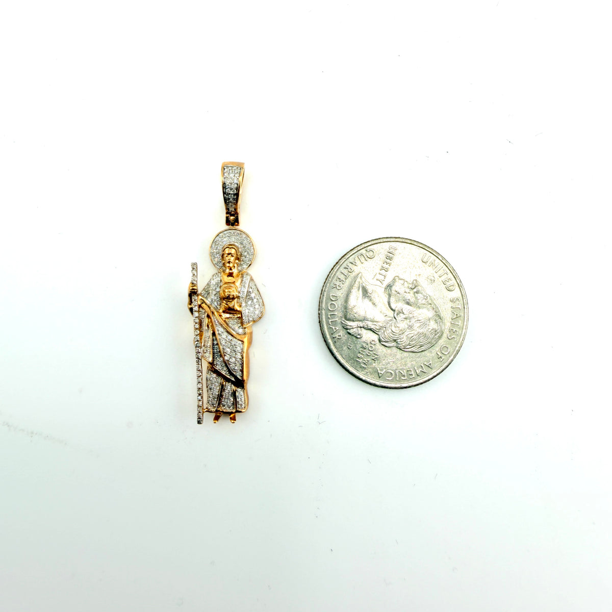 10k Gold Natural Diamond San Judas Charm