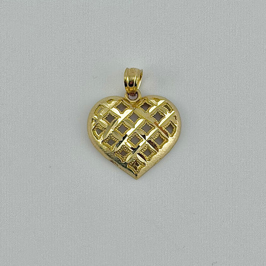 10k Gold Heart Quilt Charm