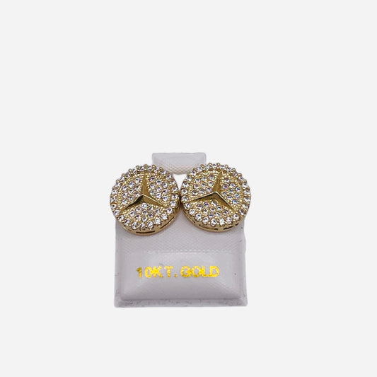 10K Gold Benz Style Earrings (13mm)