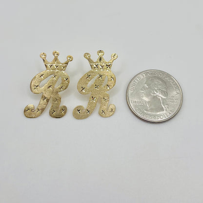 10k Custom Initial Crown Earrings