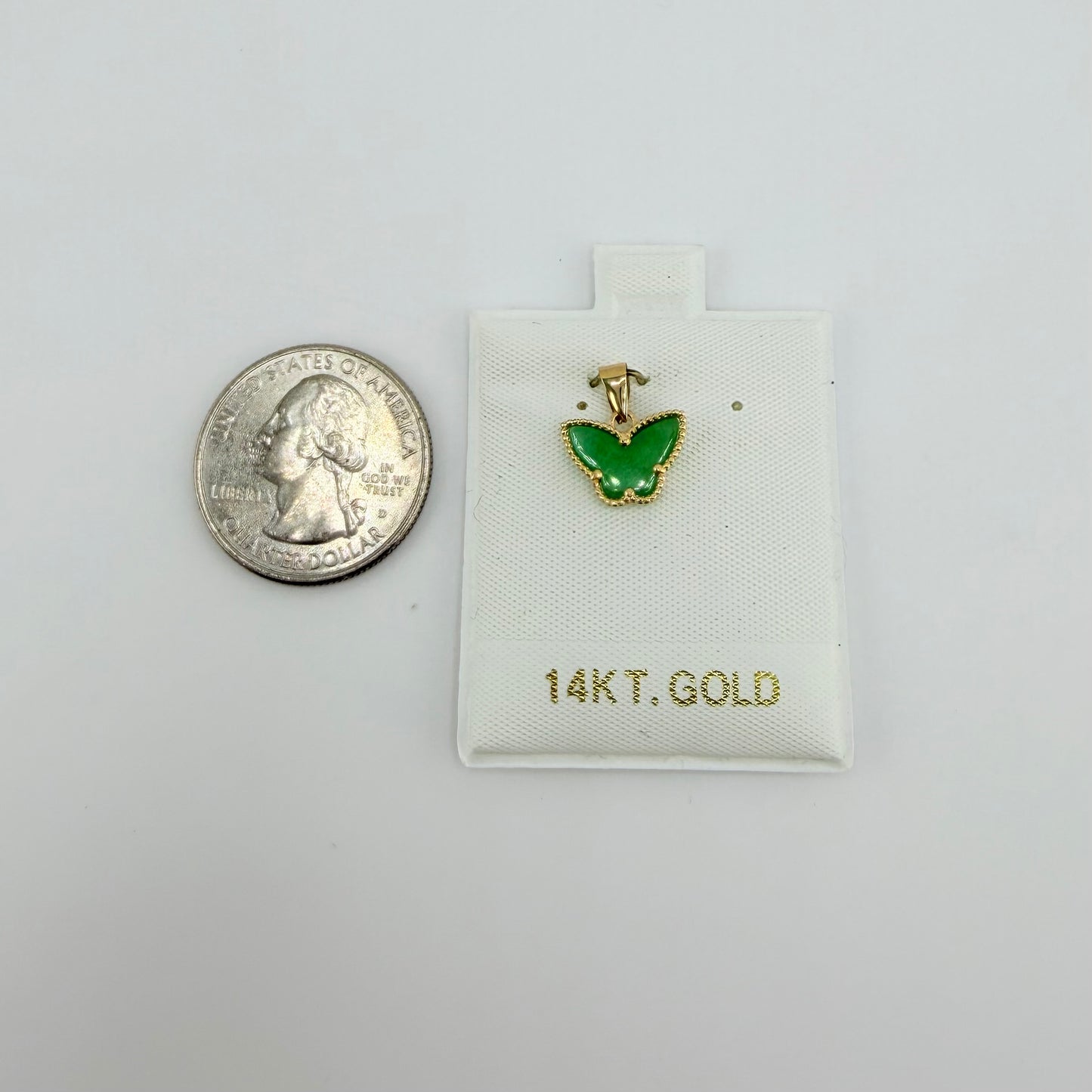 14k Gold Fancy Jade Butterfly Charm