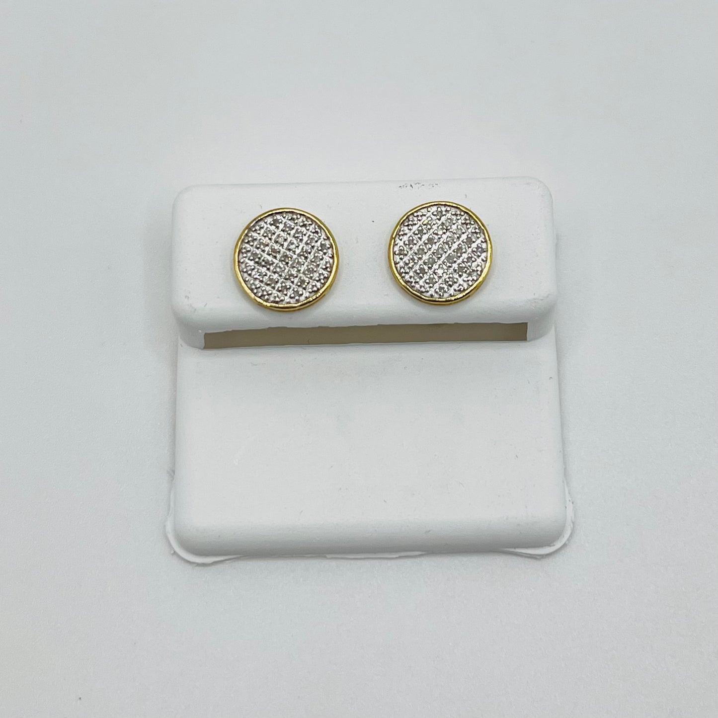10k Gold Diamond Round Flat Earrings (Screwback)