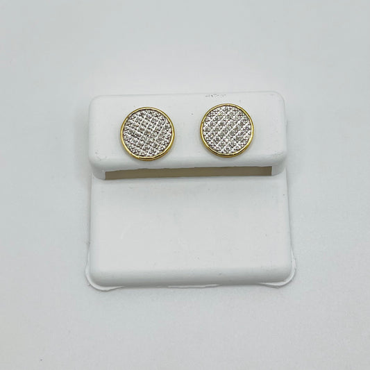 10k Gold Diamond Round Flat Earrings (Screwback)