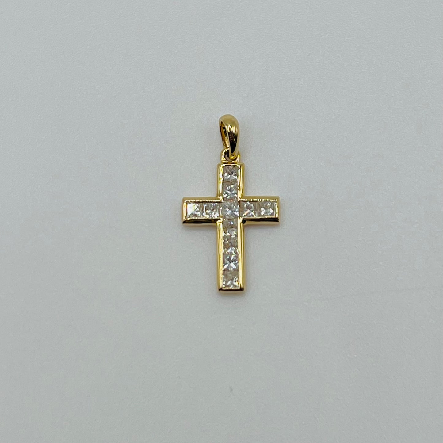 Mini Bezel Set Diamond Cross Charm