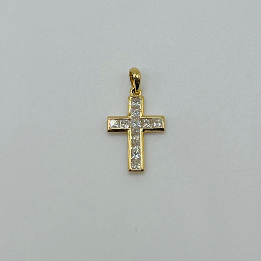 Mini Bezel Set Diamond Cross Charm