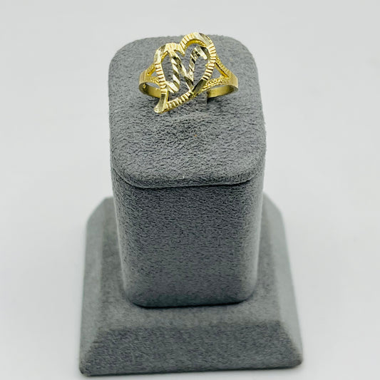 10K Gold Drifting Heart Initial Ring (small)