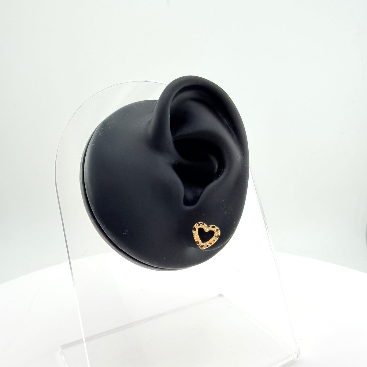 10K Gold Baby Open Heart Nugget Earrings