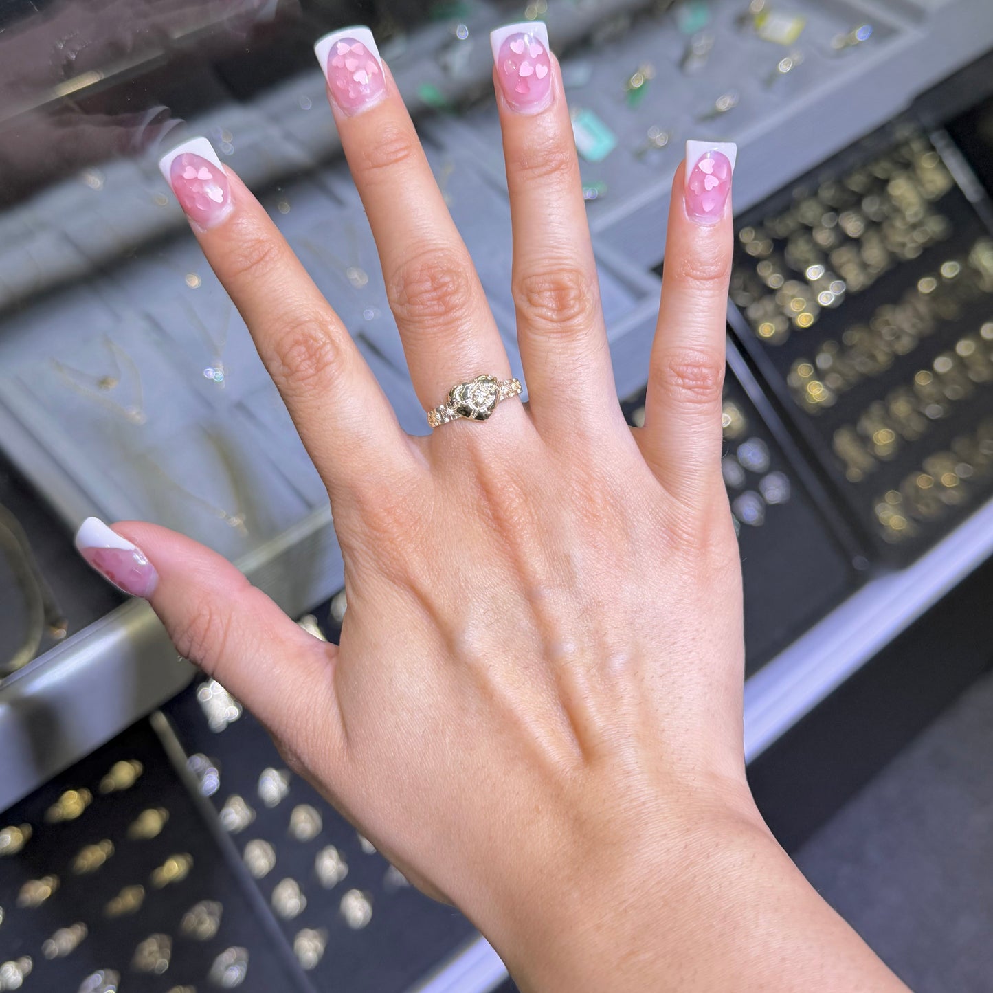 10K Gold RX Nugget Heart Ring | Face Size: Petite
