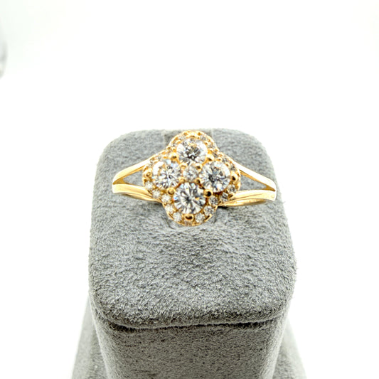 10K Gold Lux CZ Clover Ring