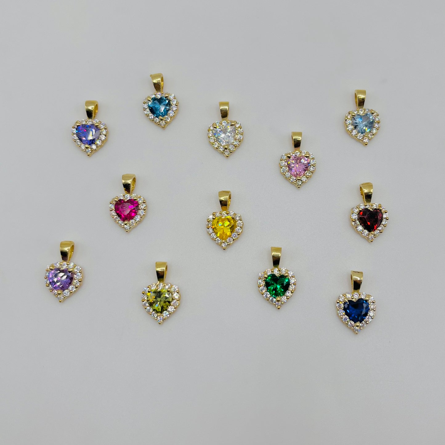 10k Gold CZ Heart Birthstone Charm