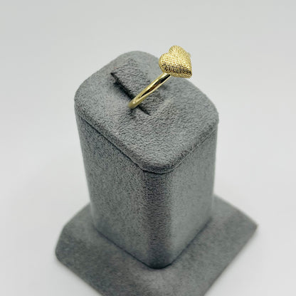 10k Gold Ribbed Domed Heart Ring