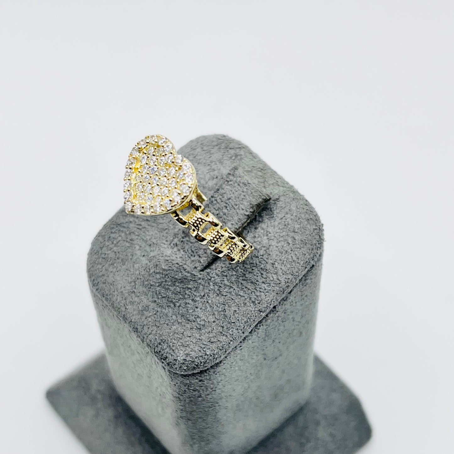 10K Gold RX White Heart CZ Ring (small)