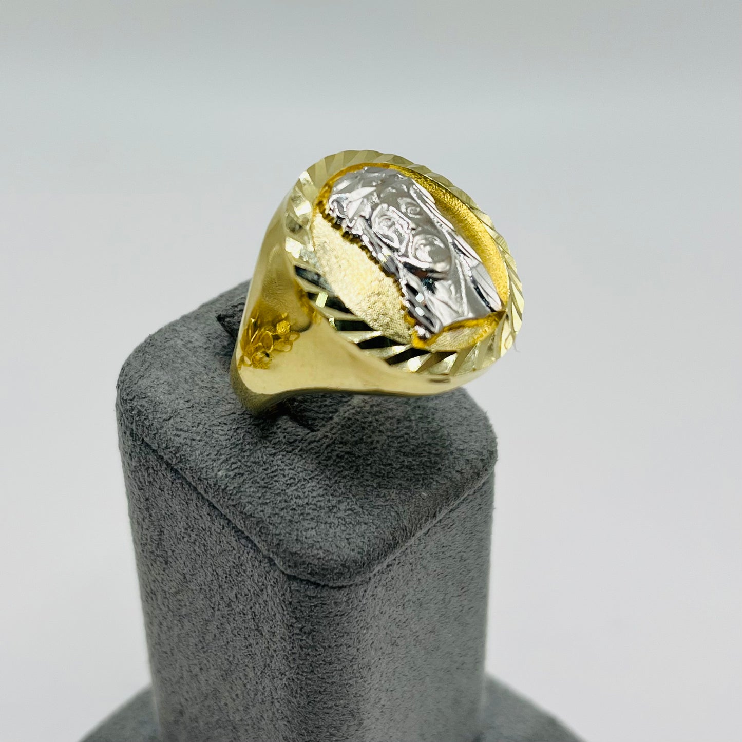 10k Gold Two- Tone Jesus Face Forge Ring