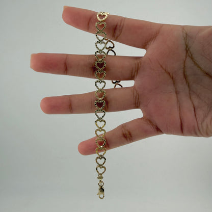10k Gold Open Heart Nugget Bracelet