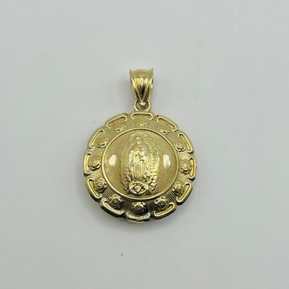 10K Gold Double Side Jesus and Virgin Mary Pendant