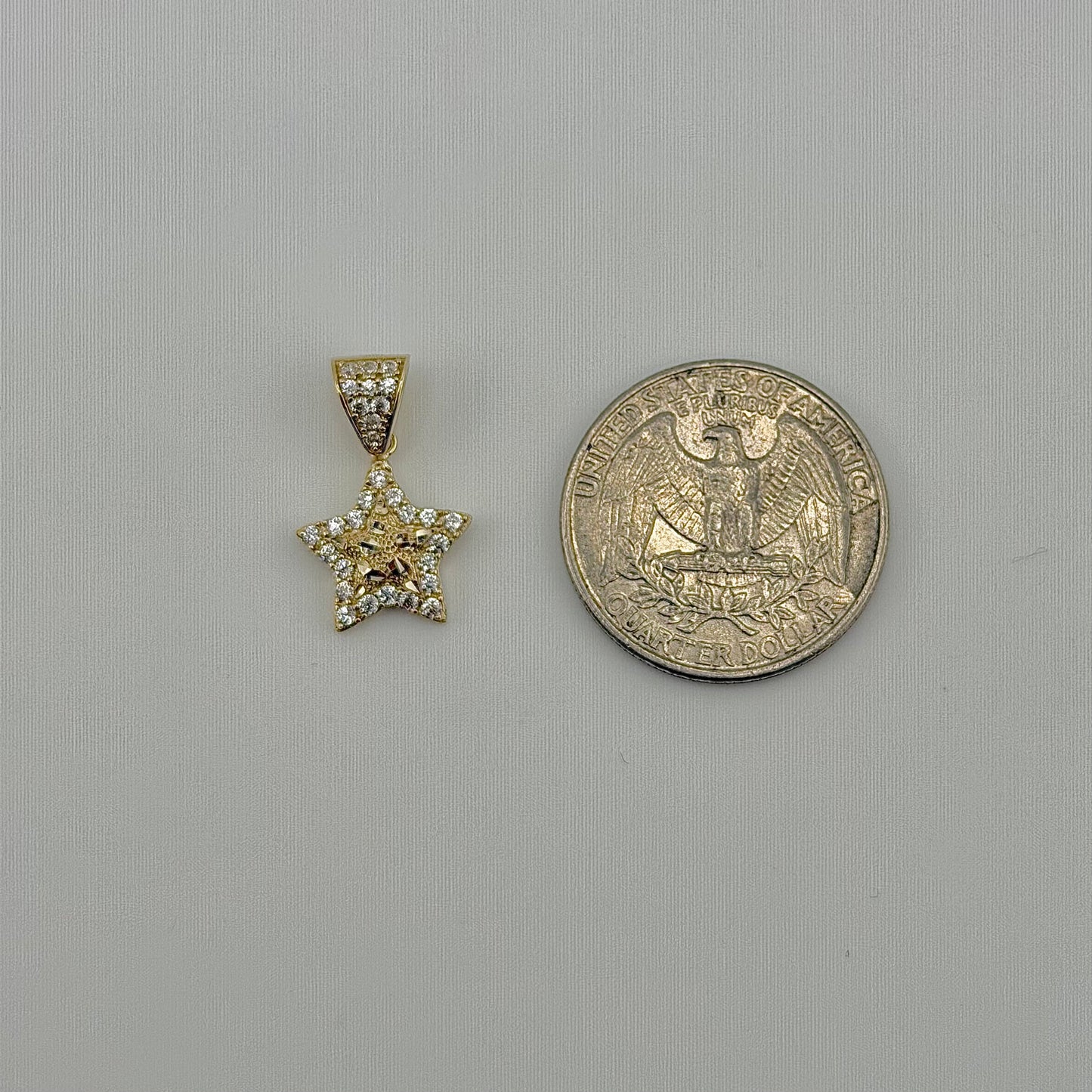 10k Gold Cz Star nugget Cz Bell Charm