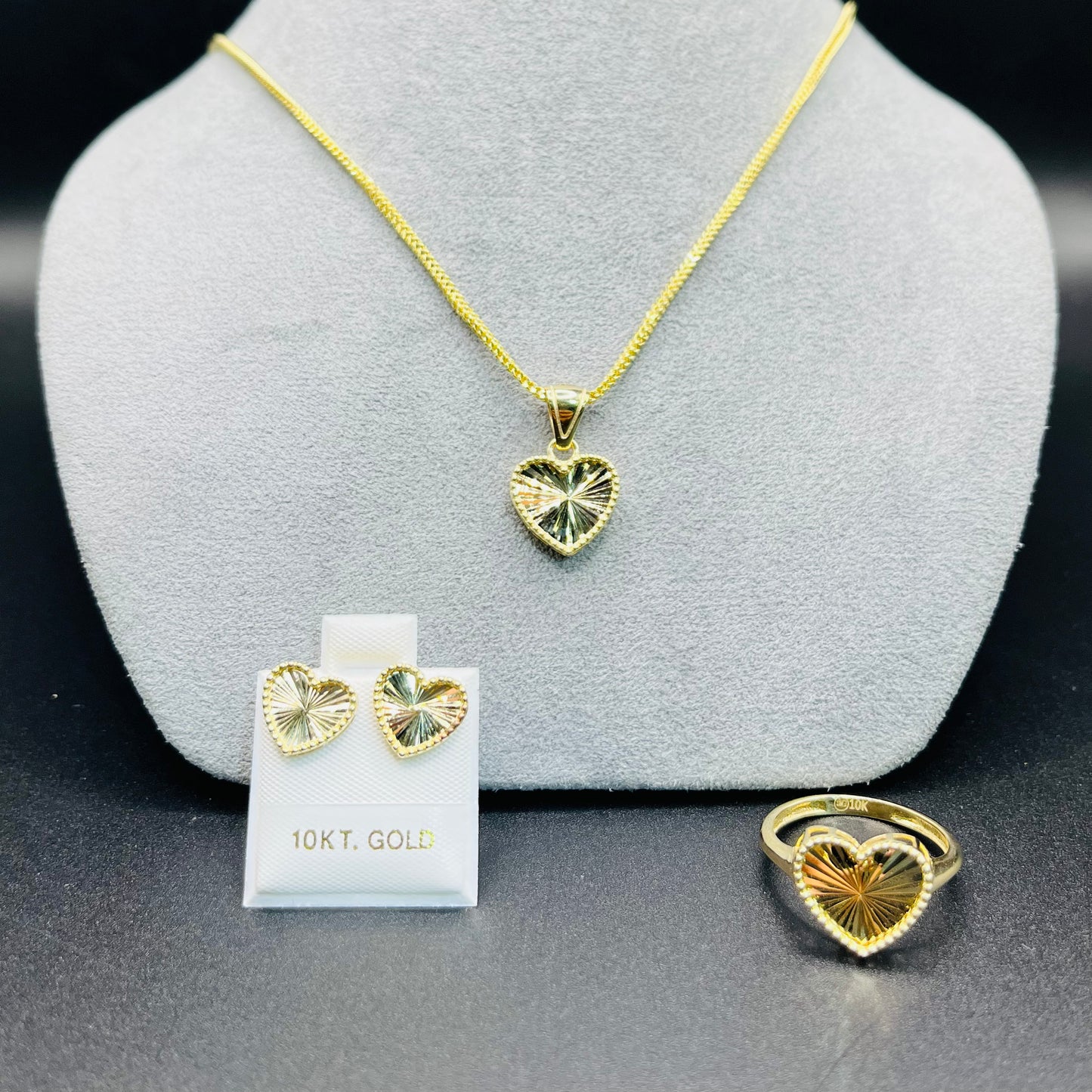 10K Gold Fancy Heart Set