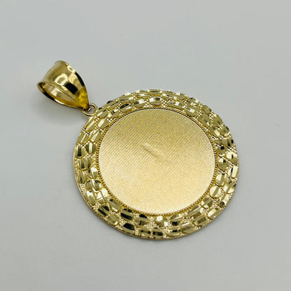 14K Gold Nugget Picture Pendant | Face Size: 37mm