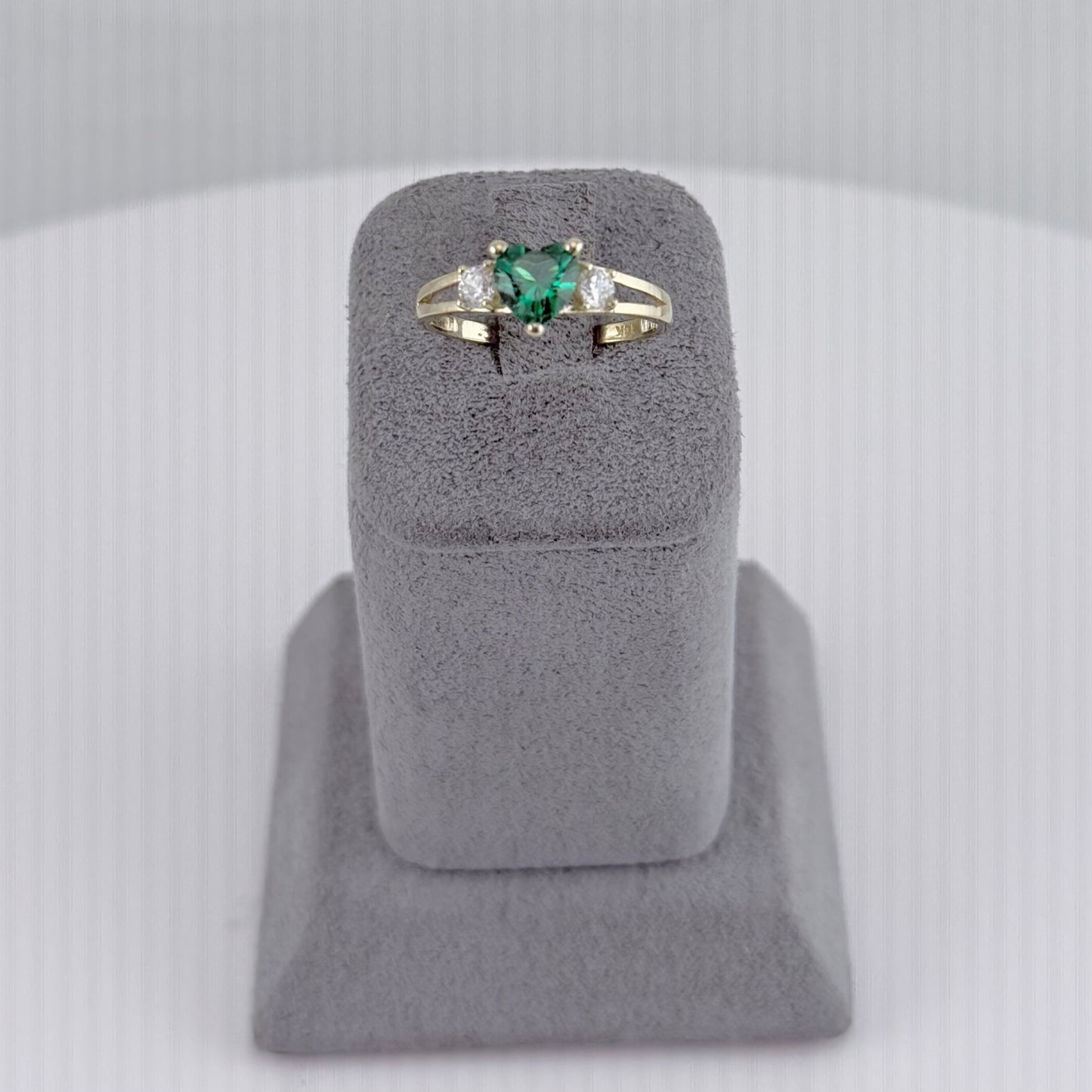 10k Gold Triple Cz Heart Birthstone