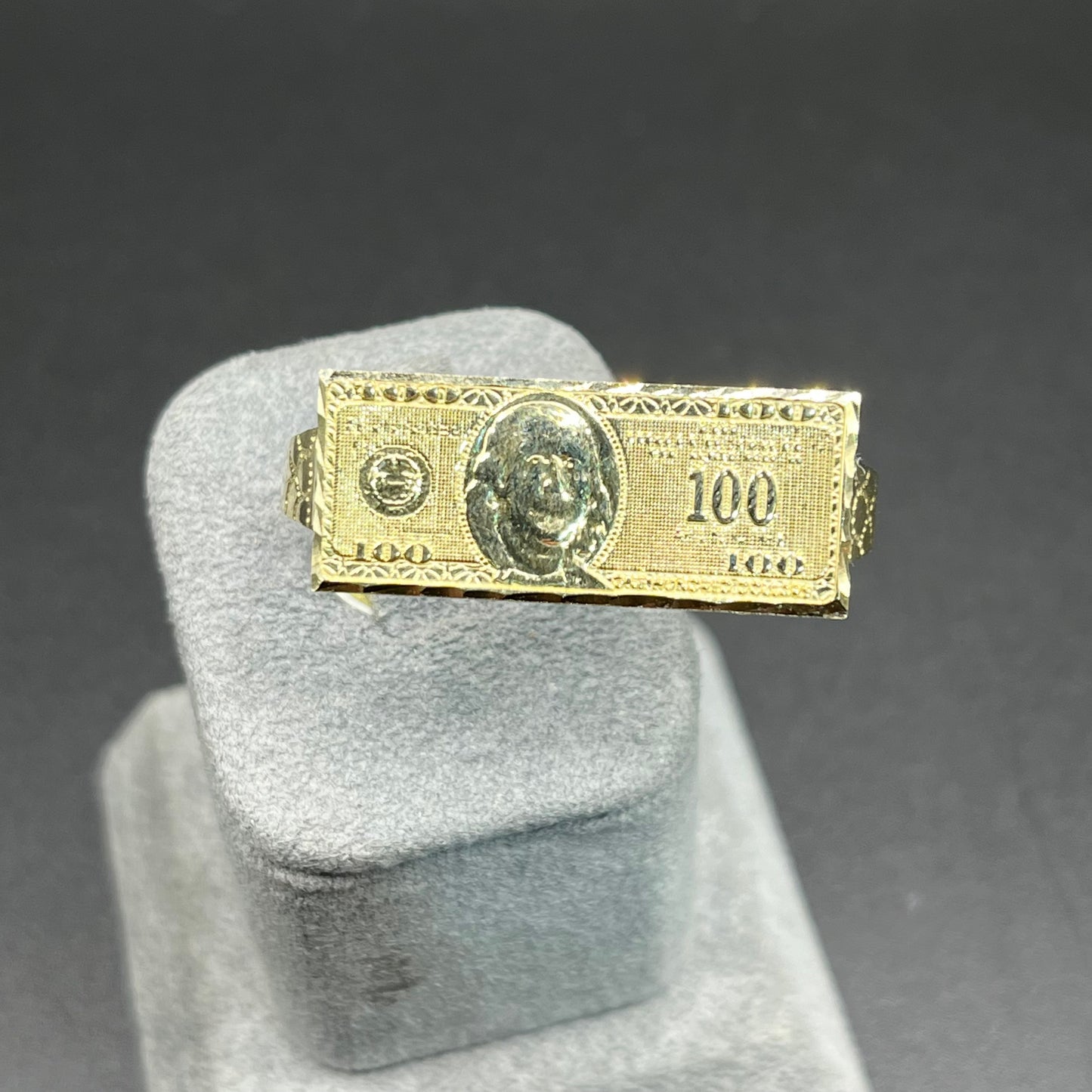 10K Gold Lil Two Finger $100 Bill Ring (Junior Size)