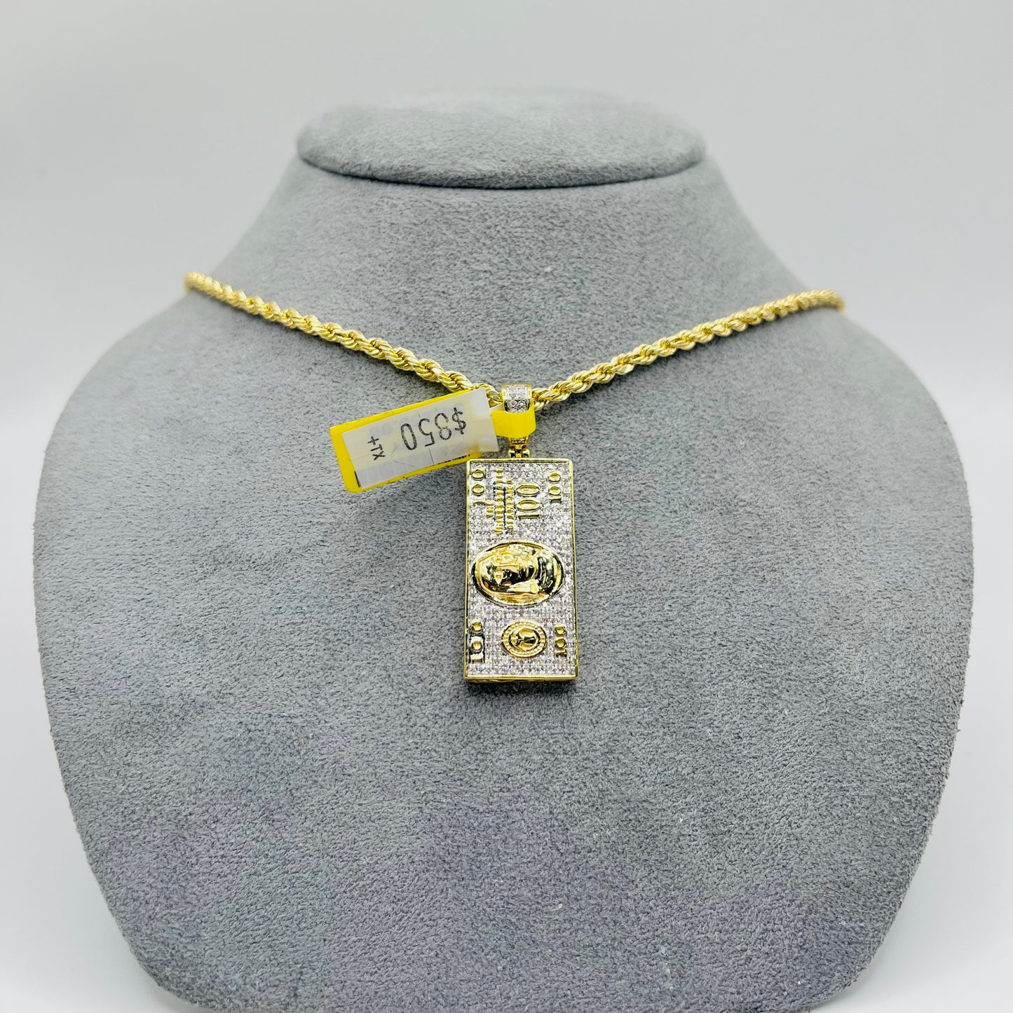 10k Gold Natural Diamond 100$ Money Charm