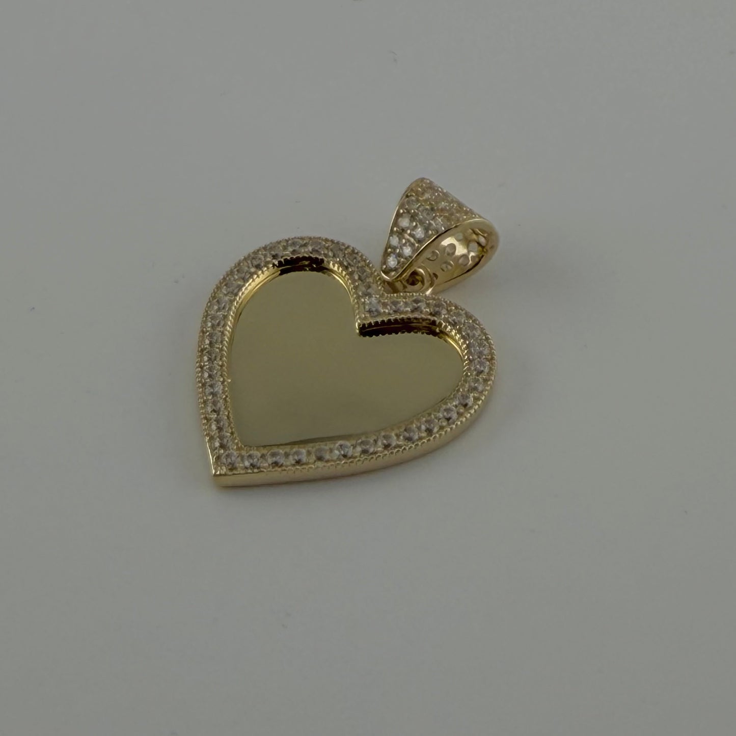 10k Gold Heart Bell Cz Picture Pendant (S)